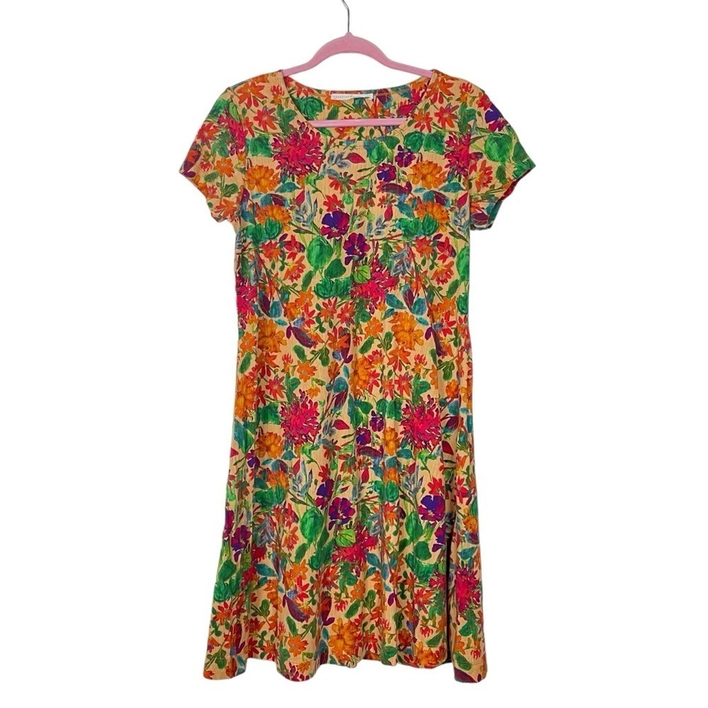 Peruvian Connection Tropico Dress Floral Print Pima Cotton M - Picture 3 of 10